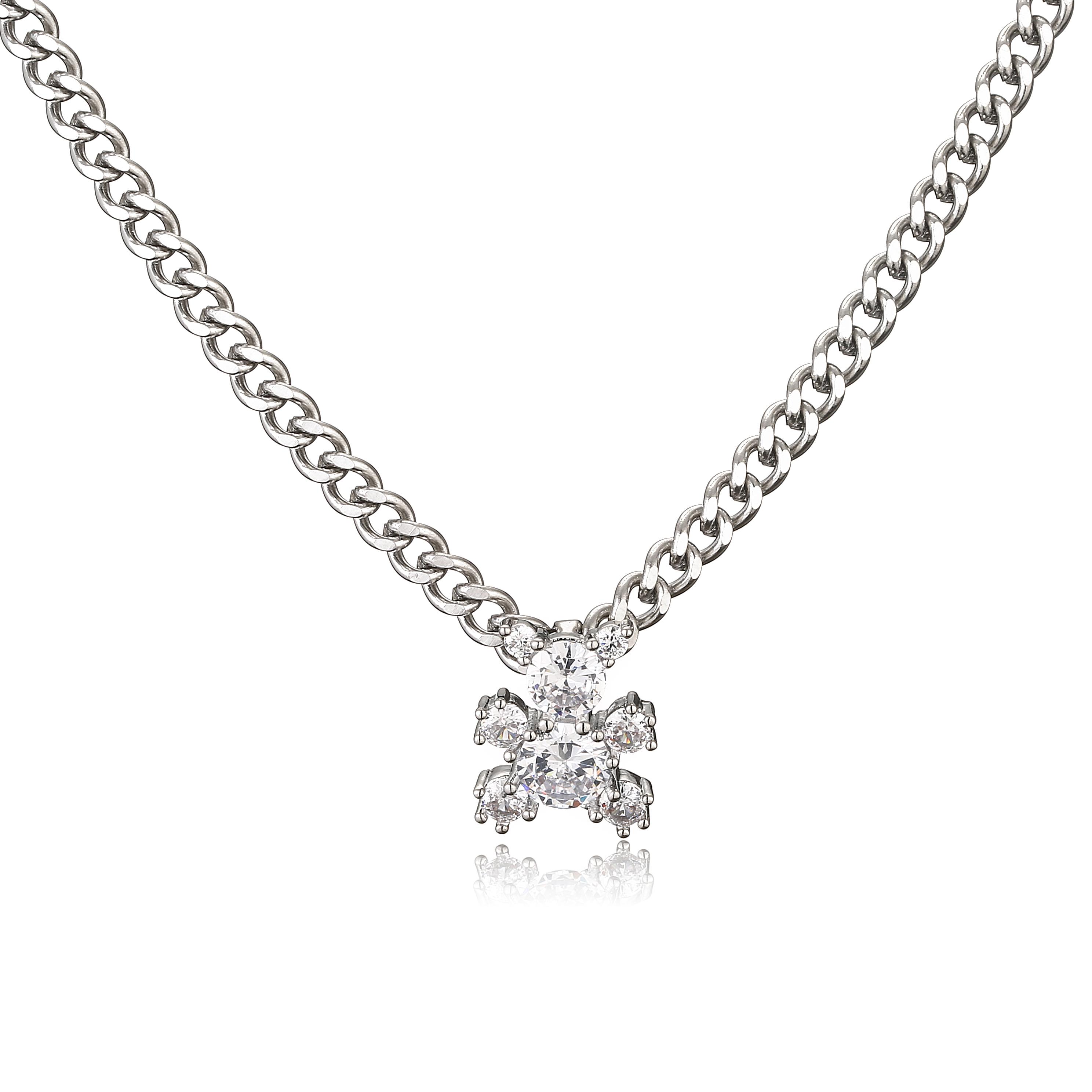 

HECHENG,Fashion Luxury Bear Micro Luxury Necklace Ladies Trend Bear Stainless Steel Chain Friends and Family Gifts 40cm мідний