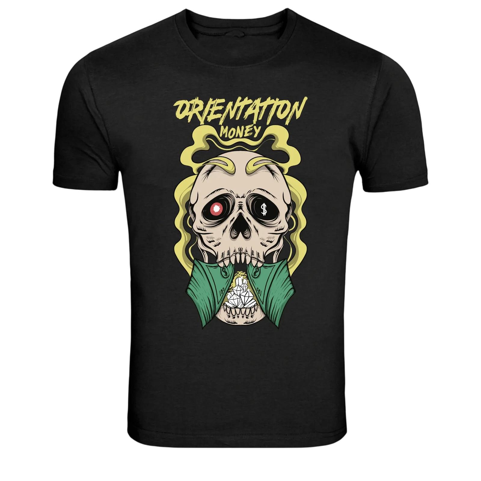 Orientation Money Skull Dollar Eye Graphic T-Shirt 3XL