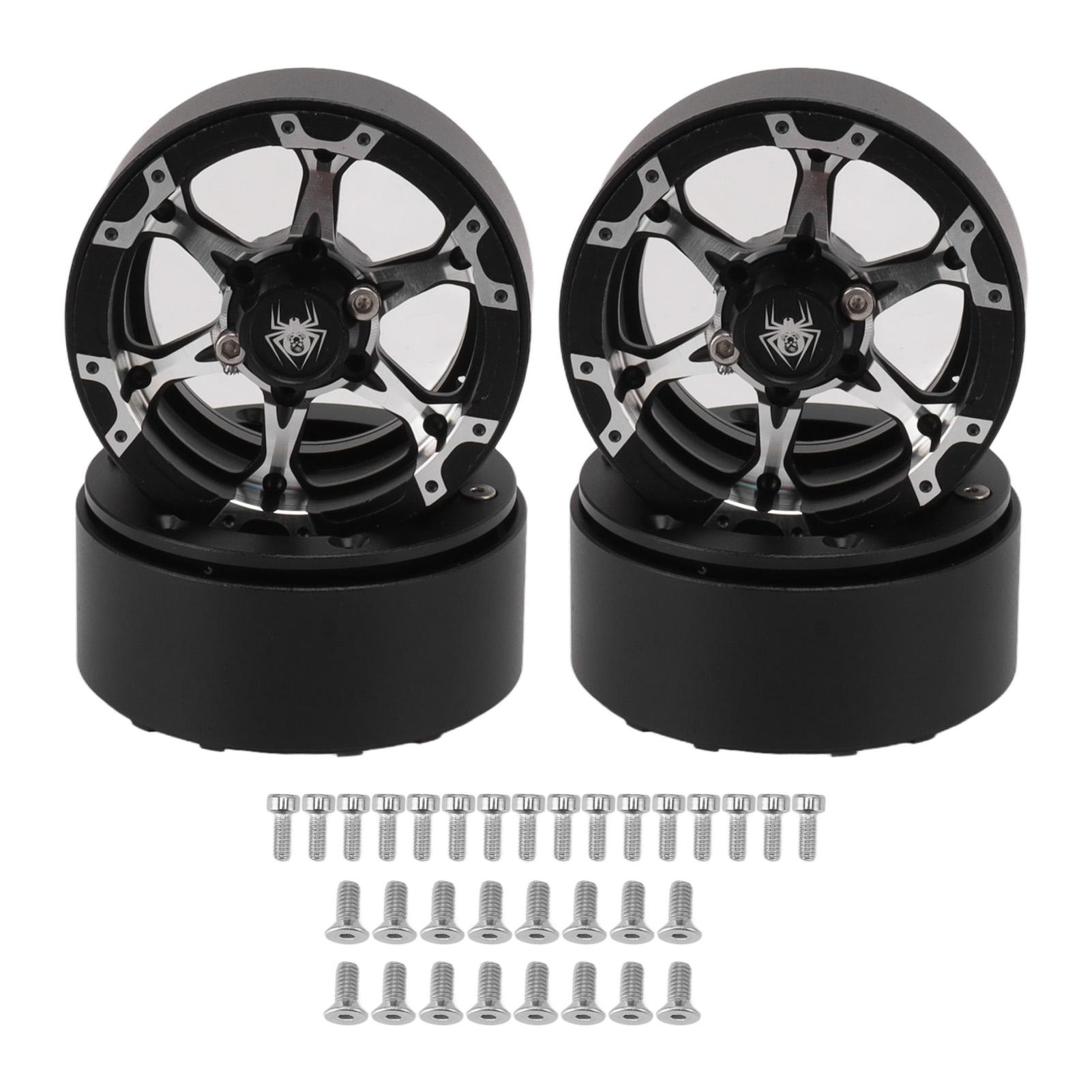 

1.9in RC Beadlock Wheel Rims Reusable Stable Grip Silver Black Precise Replacement For Traxxas TRX4
