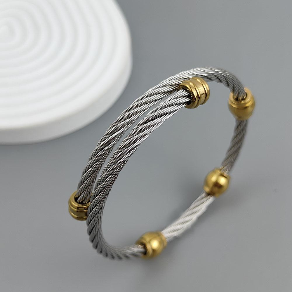 

Charming 18K Stainless Steel Button Pattern Round Beads Women s Bracelet High Quality Waterproof Jewelry Wedding Team Gift