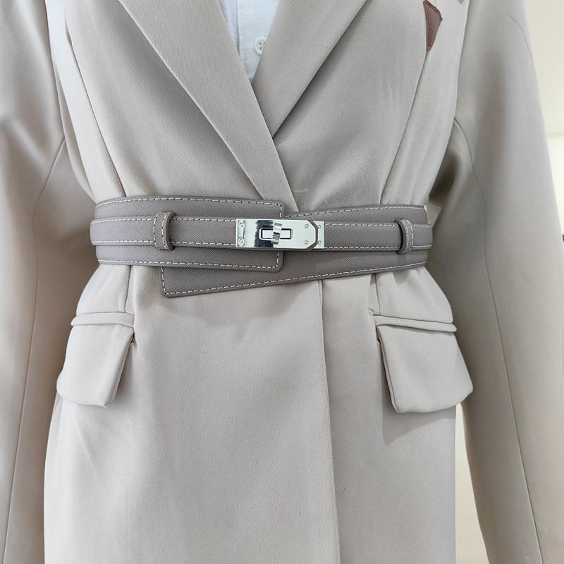Leather Wide Simple Belt For Women Adjustment For Dress And Coat Styling Gift