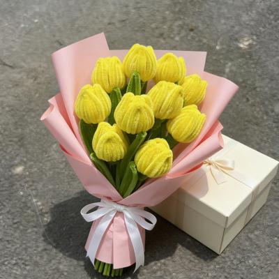 Completed Pipe Cleaners Tulip Artificial Flower Craft Gifts Flowers Handmade for Women Mother Wife