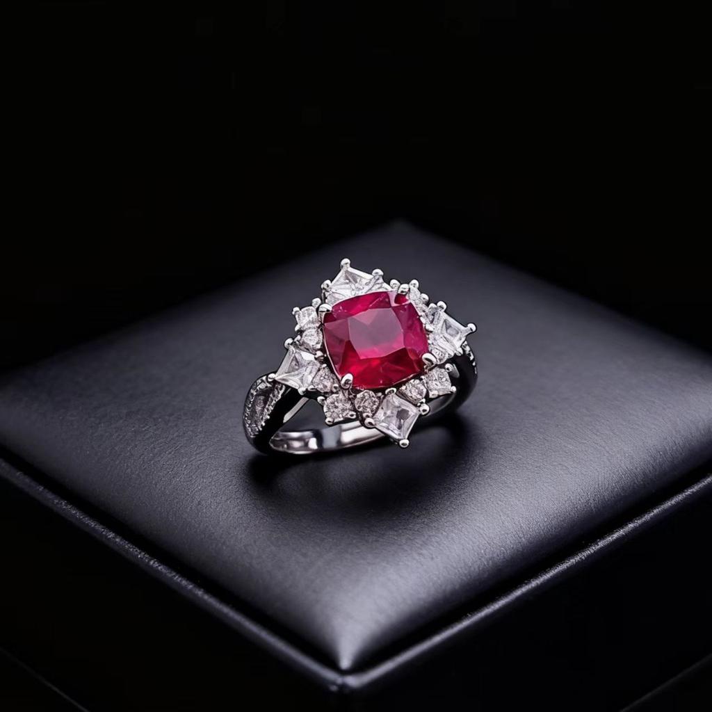 High-End Luxury Jewelry Simulation Emerald Full Diamond Ring Female, Full Diamond 8X8 Square Cultivation Treasure Ring