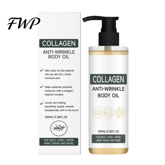 Hydrating Body Oil Collagen Moisturizing Oil, 100ml Lightweight Non Greasy Gentle for Soft Glowing Skin, Daily Skin Care Sensitive