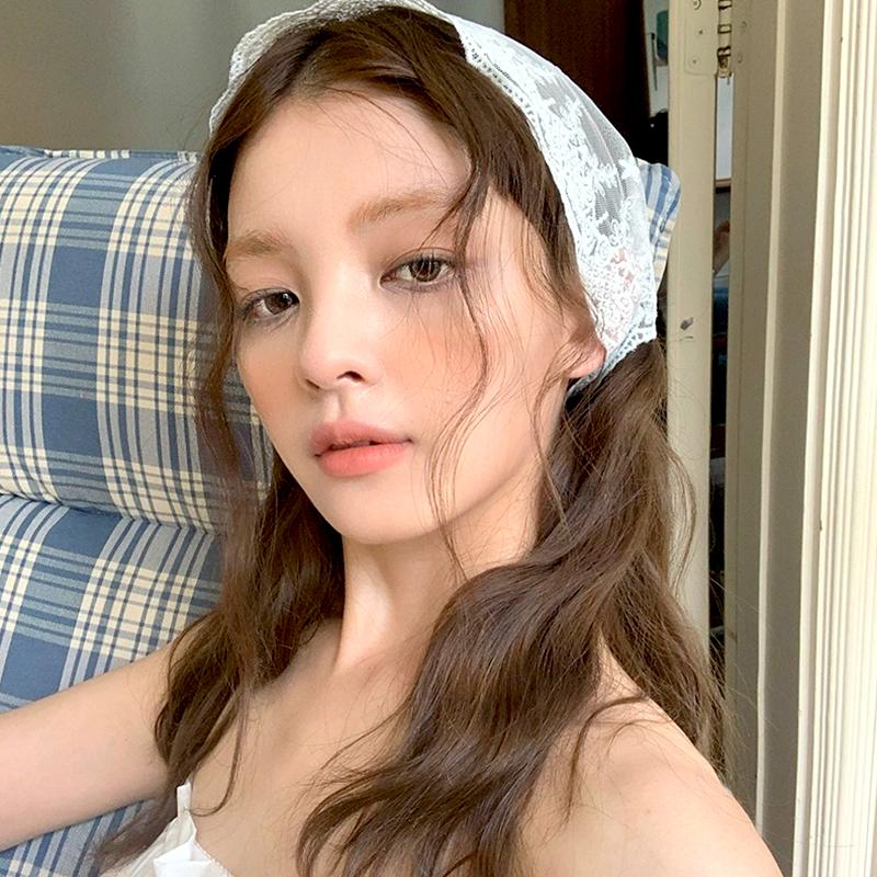 1 szt. Wstążka Lei w stylu retro, kapelusz przeciwsłoneczny, koreańskie tkane kwiaty, DIY, trójkątna opaska na głowę, jedwabny szalik, wiązanie na głowę