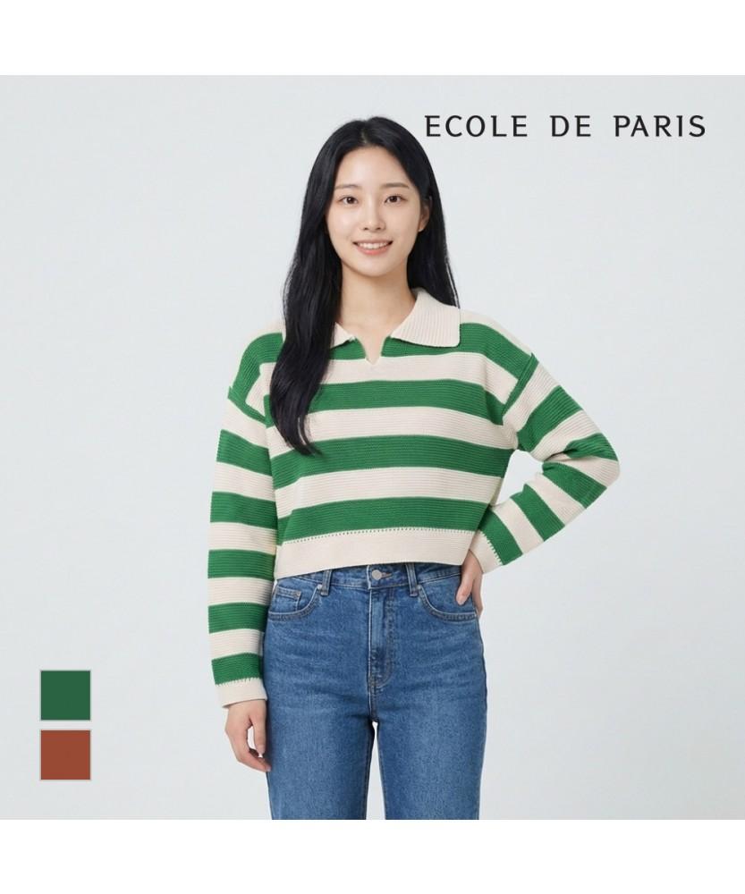 ECOLEDEPARIS Two-Tone Collared Knit_Rb32Kkcm30Z
