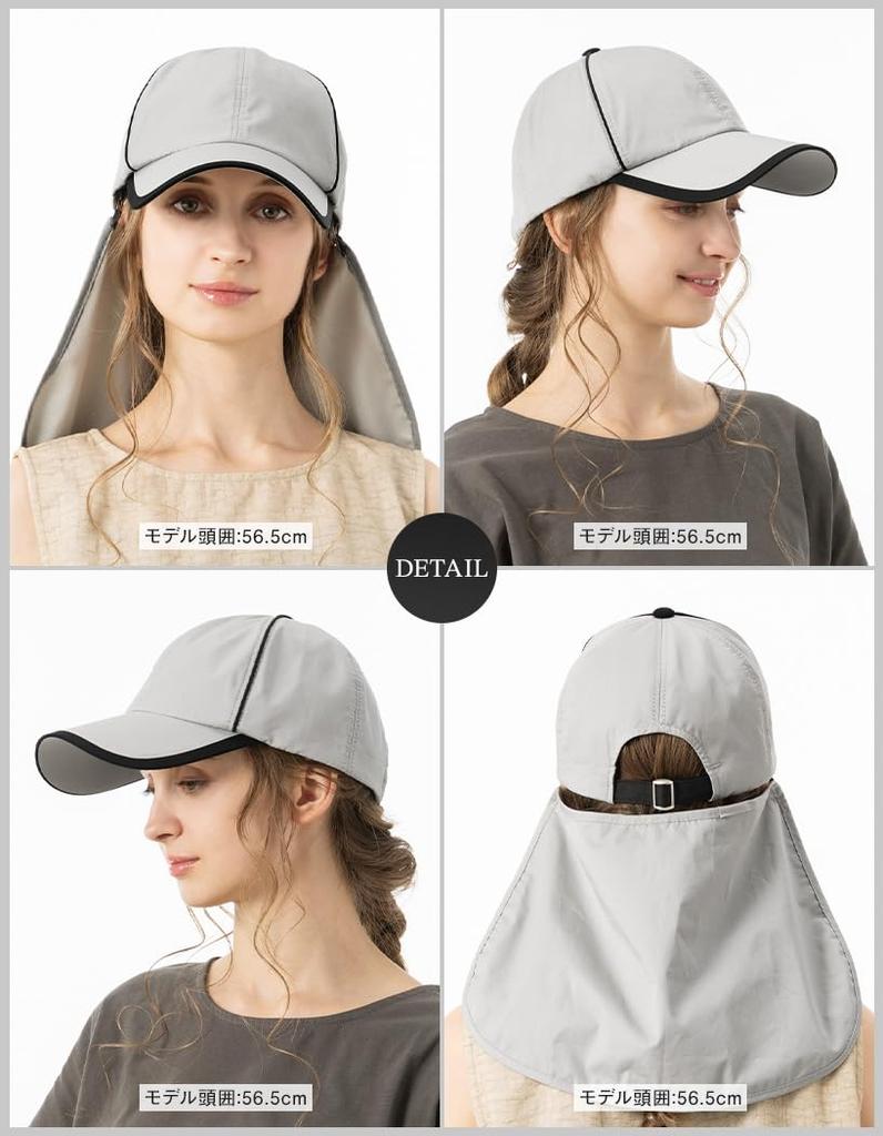 [Loo&c] Loo&c Hats, Caps, Women's, Large Sizes, Deep, Nora Cap, Cool to the Touch, Neck Guard, Cotton, 100% Blackout, UV Protection, UV Protection,