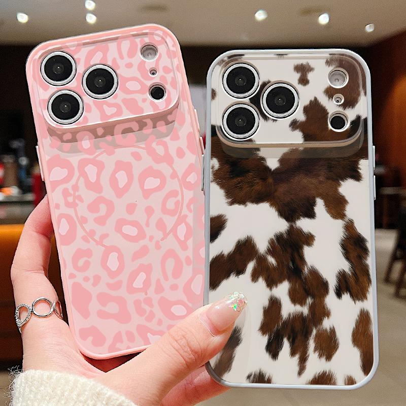 Leopard Print Phone Case For iPhone 17 Pro Max Funda iPhone 16 15 14 13 Pro Max Magnetic For Magsafe Hybrid Slim Matte Cover