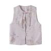 Single Round Neck Brocade Vest Retro Buckle Temperament Vest Woven Versatile