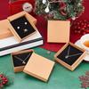 12pcs Kraft Paper Jewelry Boxes with Black Sponge Inside Square BurlyWood 3-5/8x3-5/8x1-1/8 Inch(9.2x9.2x3cm)
