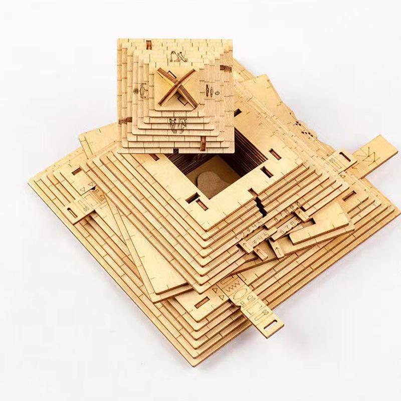 Quest Pyramid Wooden 3D Puzzle Box With Secret Compartment High Difficulty Iq Games Brain Teaser For Adults Kids Birthday Gifts