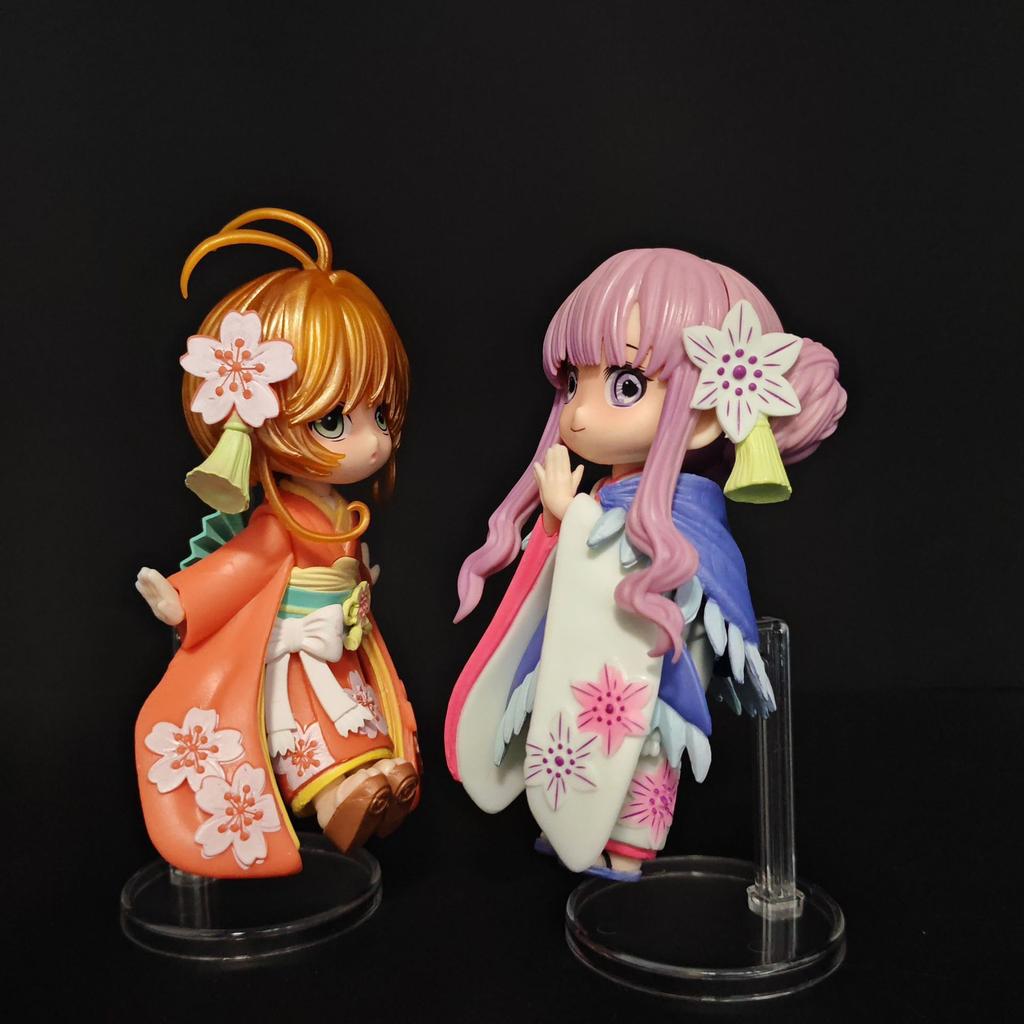 12cm Q Version KINOMOTO SAKURA And Friends Kimono GK Statue Collectible Kawaii Figurine Model Desktop Decor Gift Toys