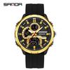 Sanda Men's Multifunctional Waterproof Luminous Watch with Dual Display and Alarm