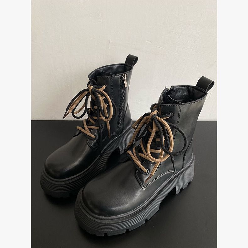 Brown British style small man thick-soled Martin boots women's autumn 2025 new popular lace-up retro short boots