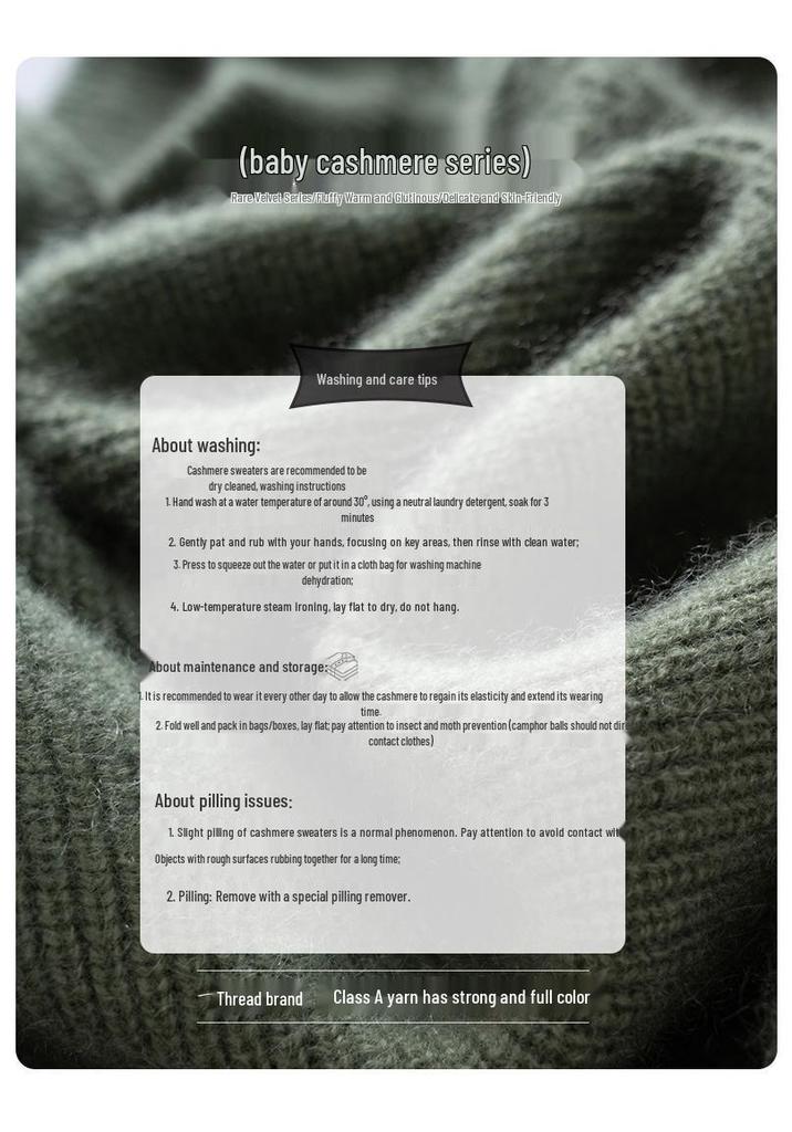 Women's Autumn Winter Round Neck Solid Cashmere Sweater - Soft, Thickened, and Cozy Single-Breasted Pullover