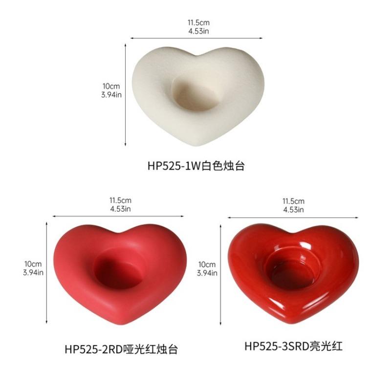 Creative Ceramic Heart-Shaped Candle Holder Candlelight Dinner Candle Holder Holiday Decor Abstract Art Heart-Shaped Candle Base