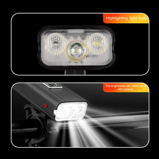 Bicycle Headlight USB Rechargeable 6 Modes Adjustable 400LM Waterproof Universal MTB Road Mountain Bike Night Riding Front Lamp