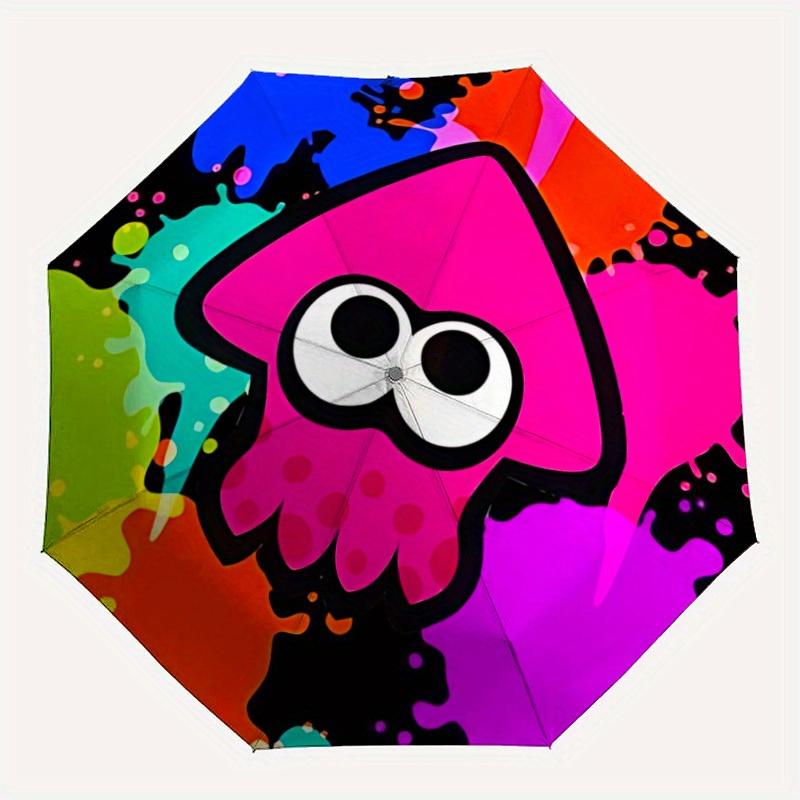 Splatoon? Automatic Windproof Folding Umbrella, Travel Umbrella for All Occasions, Cartoon Portable Umbrella A0823009