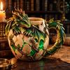 Tabletop Display Ornament Fantasy Dragon Egg Mug Stainless Steel Liner 3D Relief Baby Theme Party Props Coffee Cup Realistic Resin Desktop for Home