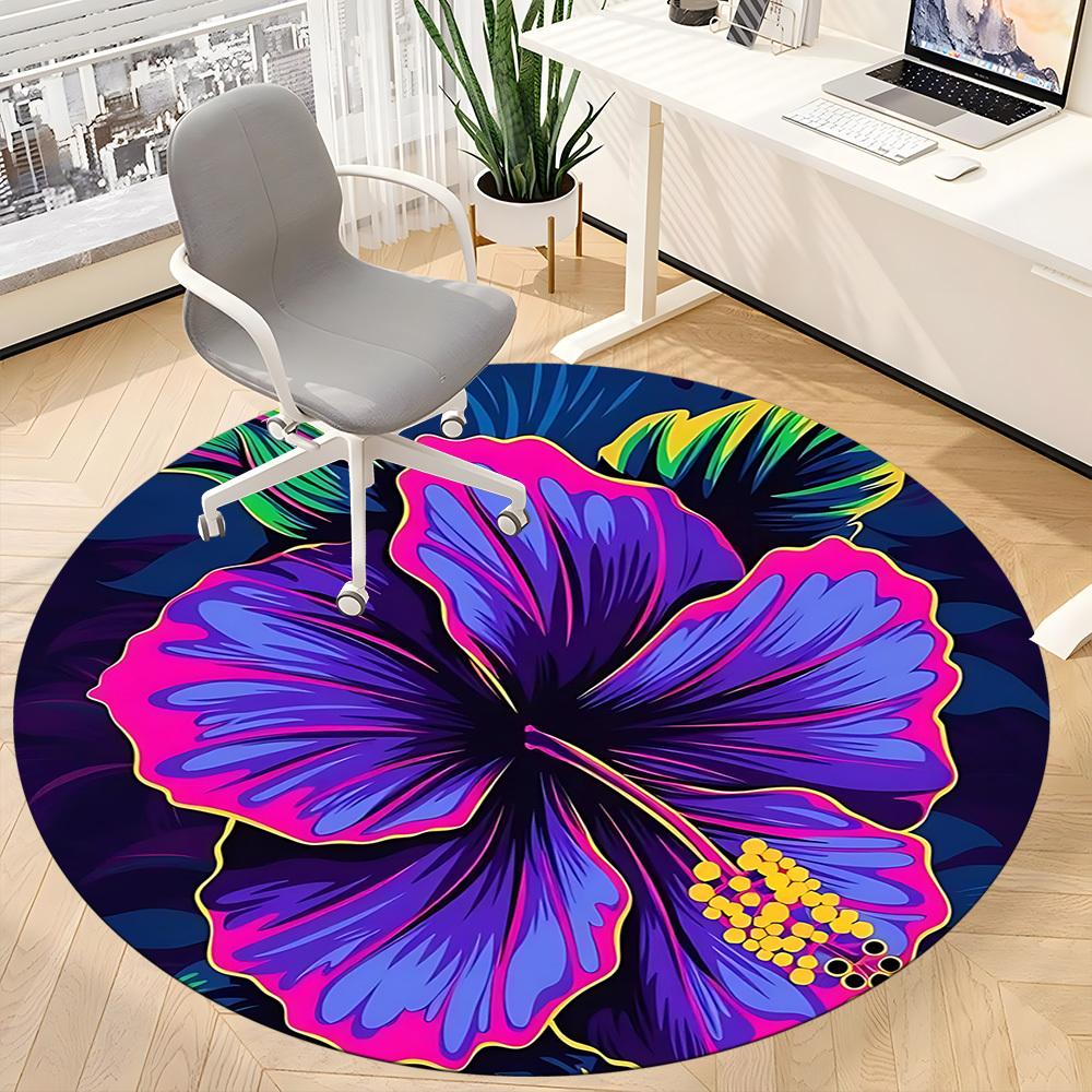 1 Stück Floraler Lebendiger Runder Teppich für das Büro, Matte Geeignet für Büro, Unter Bürostühlen Schlafzimmer Wohnzimmer Heimdekoration, Raumdeko