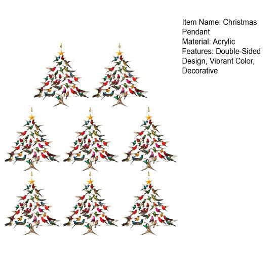 Sparkling Hummingbird Christmas Ornament Double-Sided Colorful Design Stack Hummingbird Ornament Winter Bird Xmas Decor