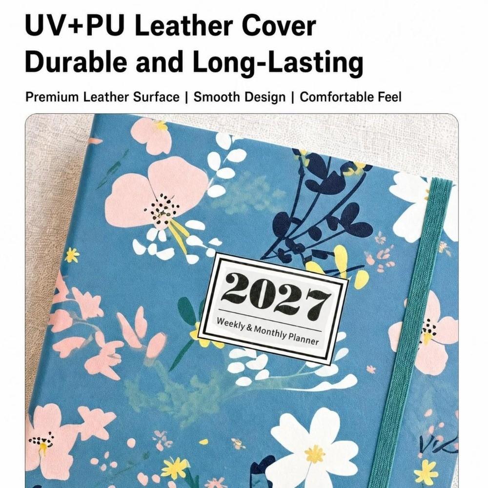 PU Leather Cover A5 Diary Weekly & Monthly Yearly Planner 2027 Planner  Home School Office
