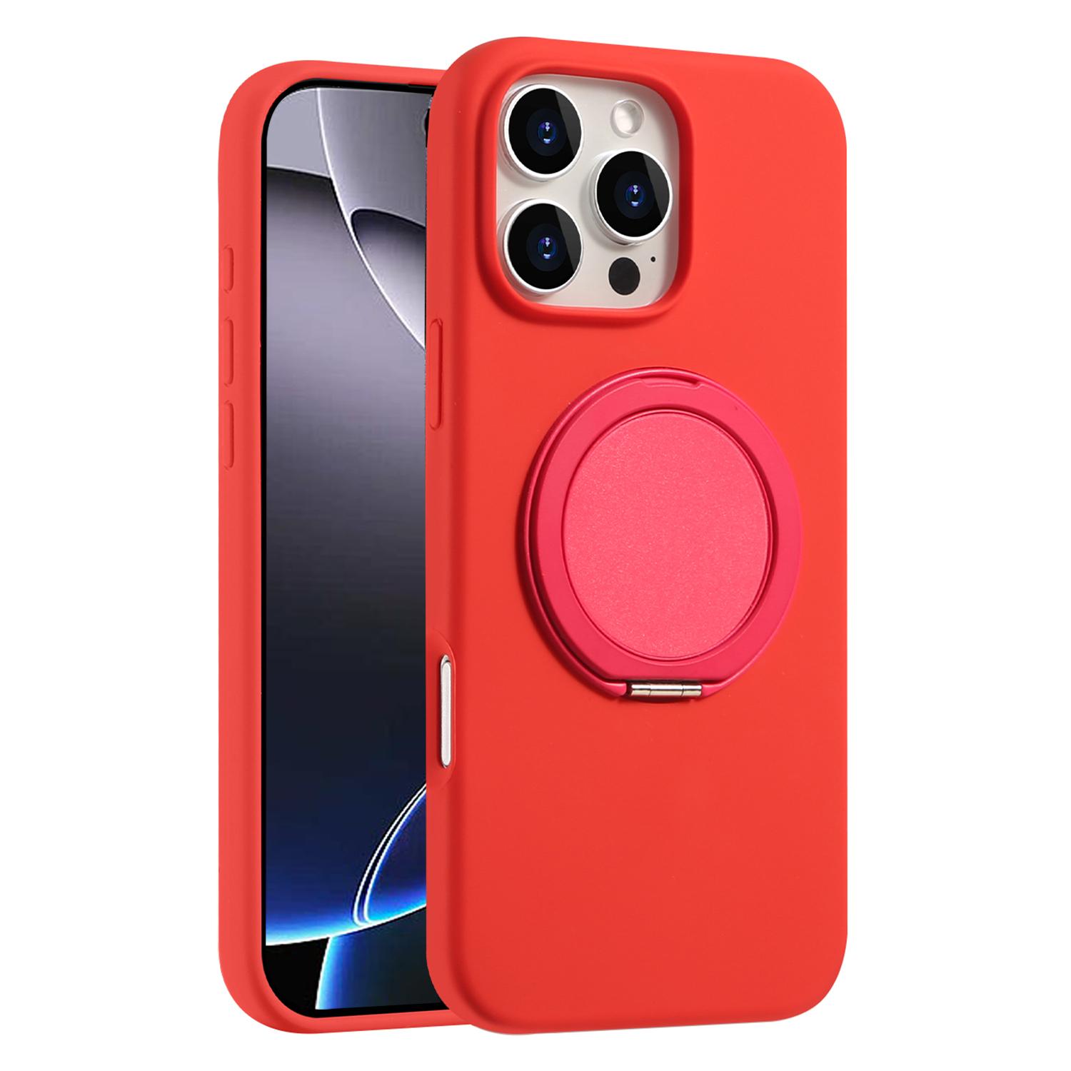 

Bulk Purchasing For iPhone 16 Pro Max Magnetic Case Large Cutouts Kickstand Liquid Silicone Phone Cover Red