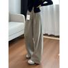 Khaki American-Style Straight-Leg Curved Pants for Women, Summer Thin Plus-Size Slimming Wide-Leg Casual Cargo Pants