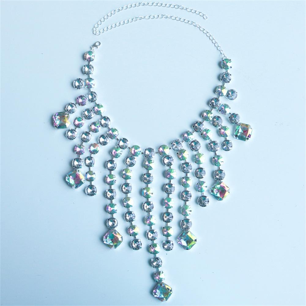 European And American Fashion Luxury Water Drop Pendant Necklace, Banquet Party Sparkling Jewelry Accessories