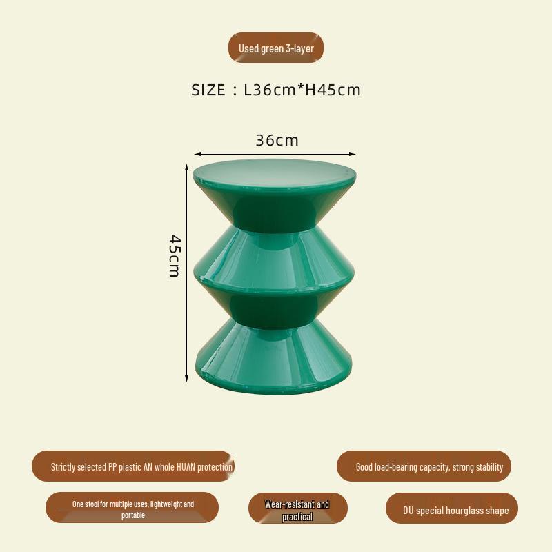 Nordic Hourglass Living Room Bench - Creative Plastic Bedside Stool for Small Apartments, Simple Shoe Changing Seat, Entrance or Household Use.