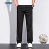 Kangbo Men's Thin Silk Blend Straight-Leg Business Casual Trousers