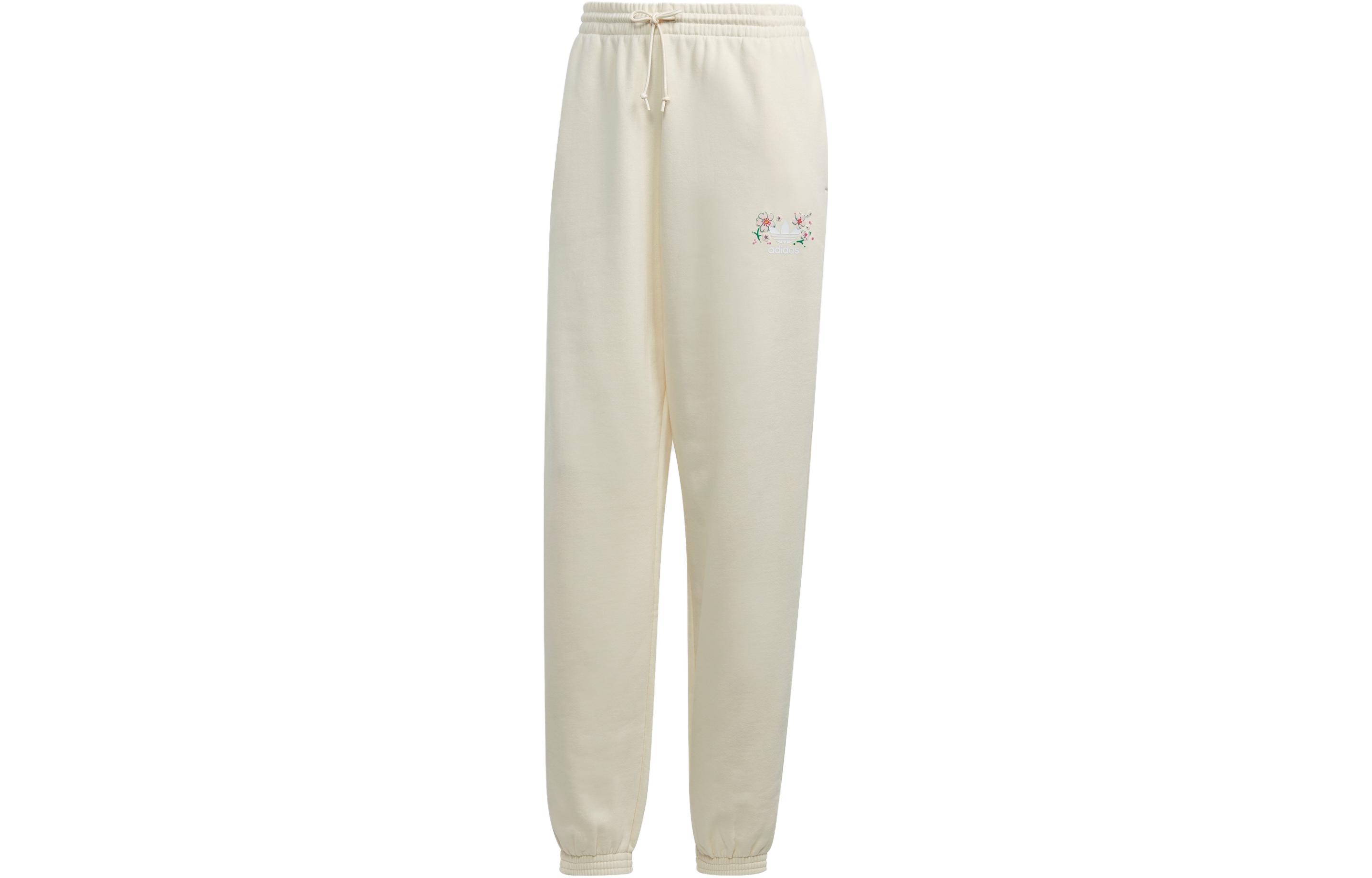 Adidas Originals Cherry Blossom Limited Series Knitted Sweatpants Women s Ivory Moderate Cuffed Pants IN7115 S