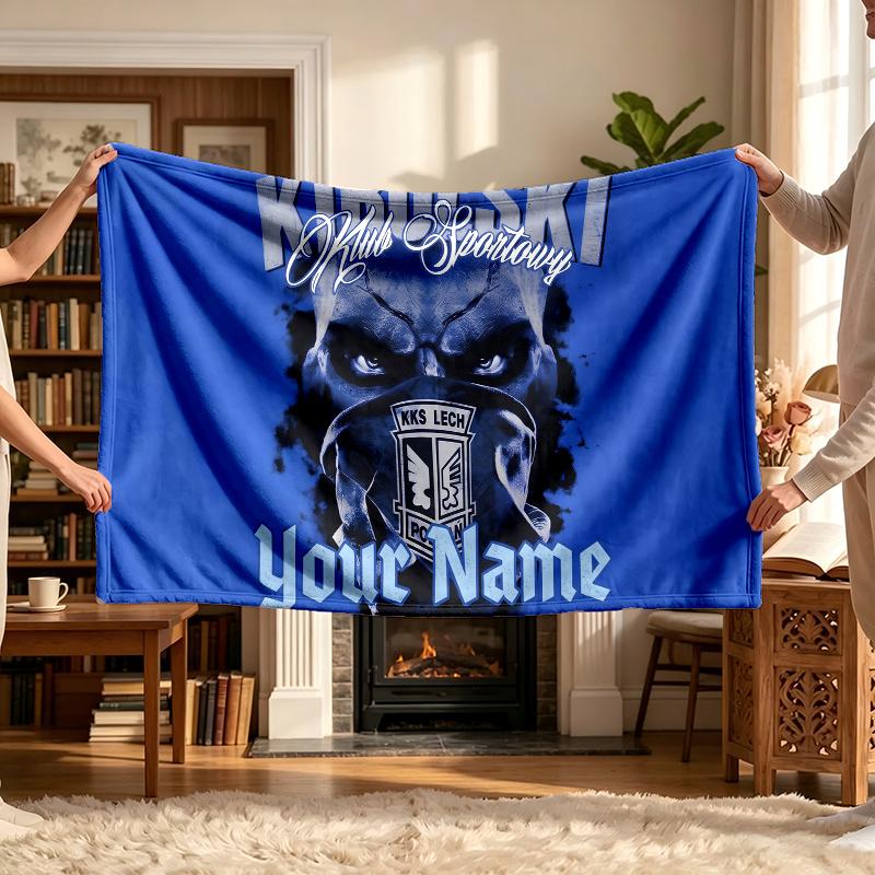 Kks Lech Poznan (1) Personalized Name Blanket Soft Cozy Gift for Sofa Bed Couch Home Decoration