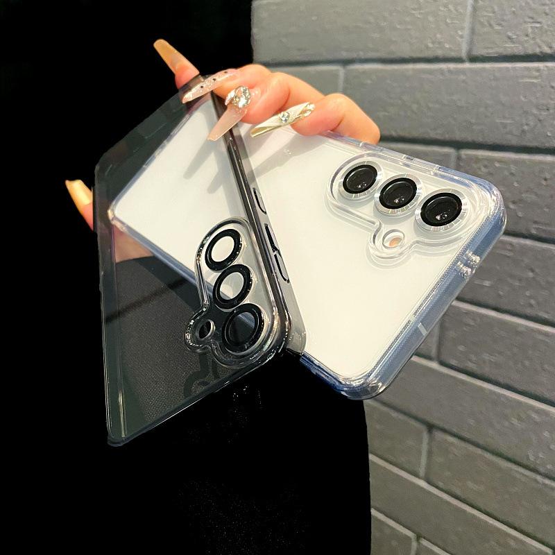 Suitable for Samsung S24ultra Ice Crystal Transparent Mobile Phone Case S24plus Two In One Lens Lens Film Anti Fall Cover