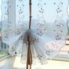 Retro Cotton Linen Lace Embroidered Balloon Pull Up Curtain for Living Room Kitchen Threading Rod Short Window