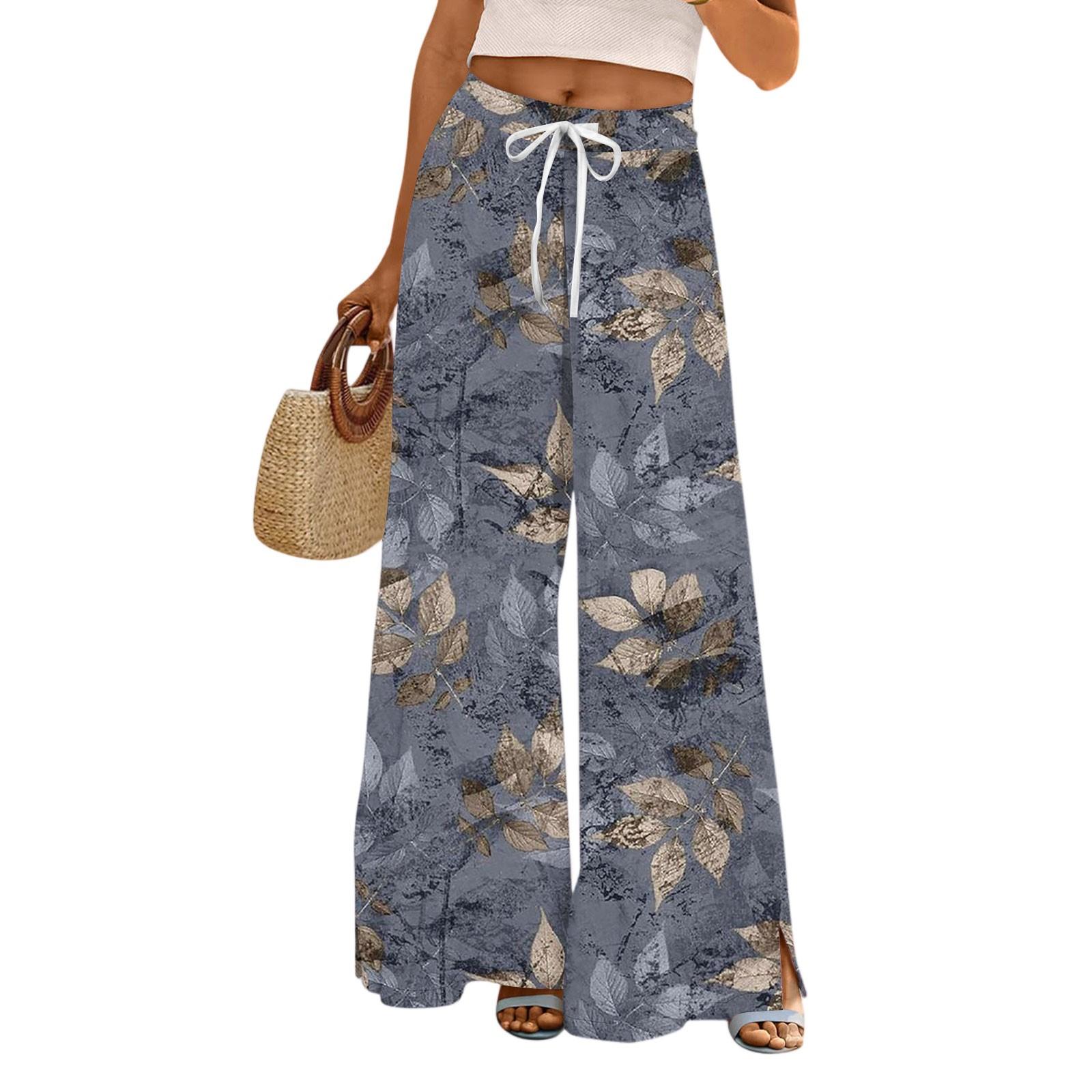 

Женские брюки с принтом и широкими штанинами, с карманами, с высокой талией, на кулиске, свободные, повседневные S