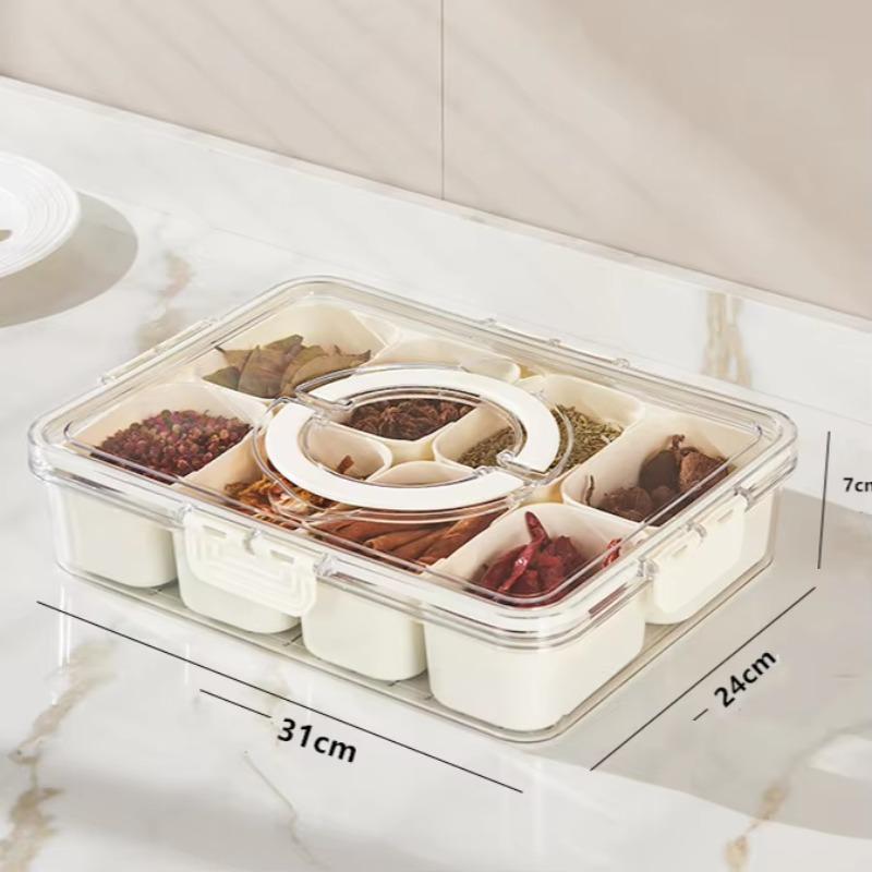 Divided Serving Tray with Lid , Food Storage Container, Snack Box, 4/8 Compartment Snack Containers, Fruit Storage Containers