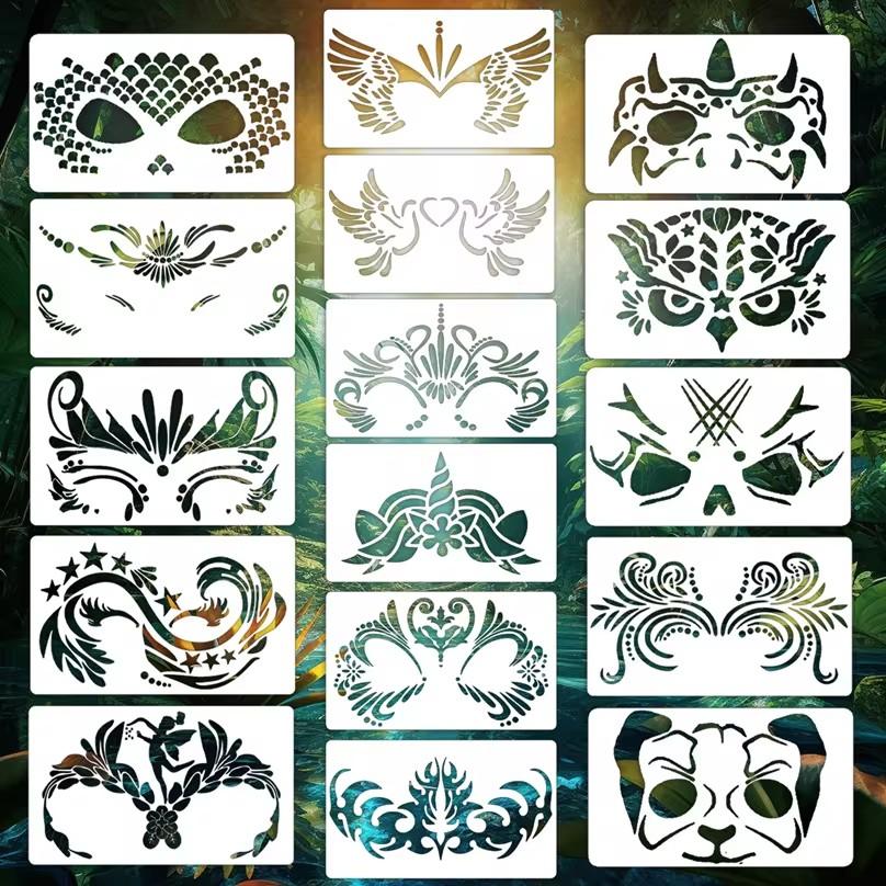 Reusable Face Paint Stencils for Body Art Stamps Painting Halloween Party Makeup DIY Tool Temporary Tattoos Stencils
