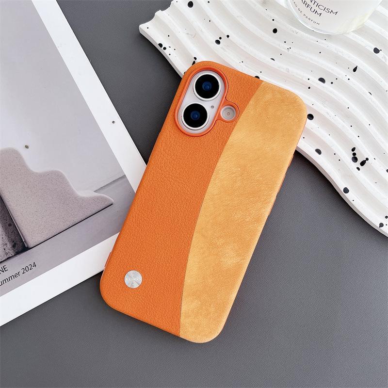 

Cowhide Pattern Leather Case for iPhone 17 Pro Max - Drop-proof & Stylish Protection iPhone 14 оранжевый
