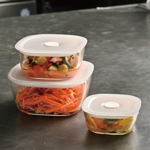 HARIO Made In Japan Heat-resistant Glass Airtight Storage Container/Corner 250ml BUONO Kitchen KSTM-25-TW Set of 6