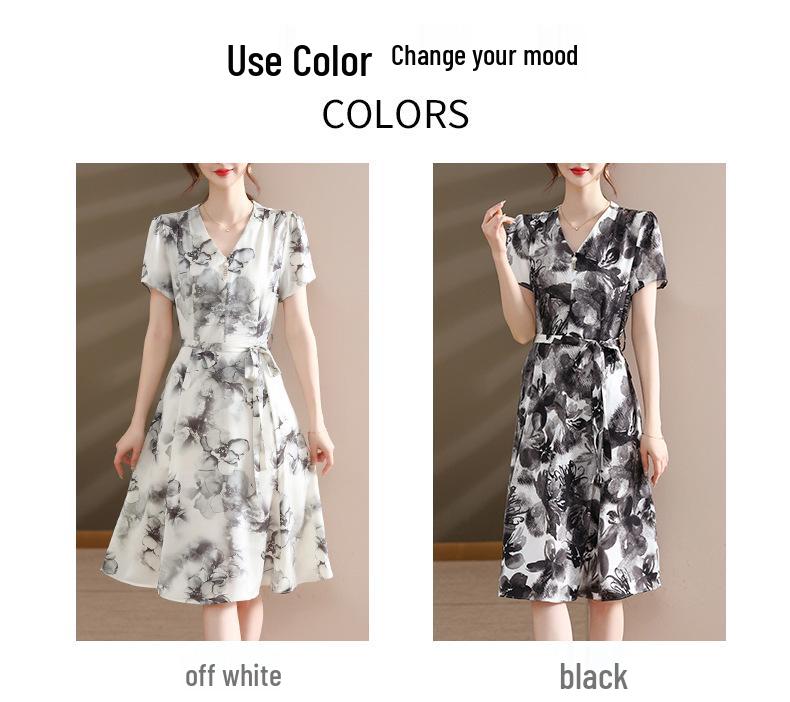 Elegant Floral Chiffon Midi Dress - Summer 2026 Style for Middle-Aged & Elderly Women