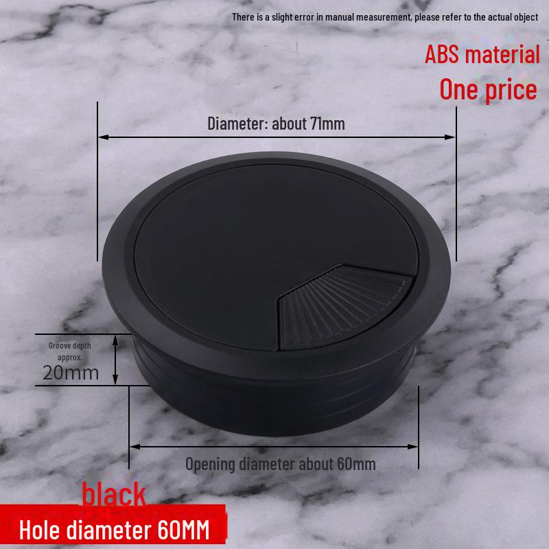ABS Round Wire Desk Grommet Cover for Desktop Cable Management and Furniture Cabinet Hardware.
