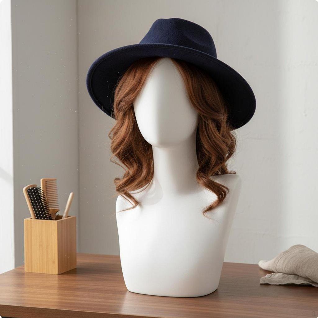 Cosplay Display Mannequin Head Model Glossy White Surface Hat Bust Stable Standing Base