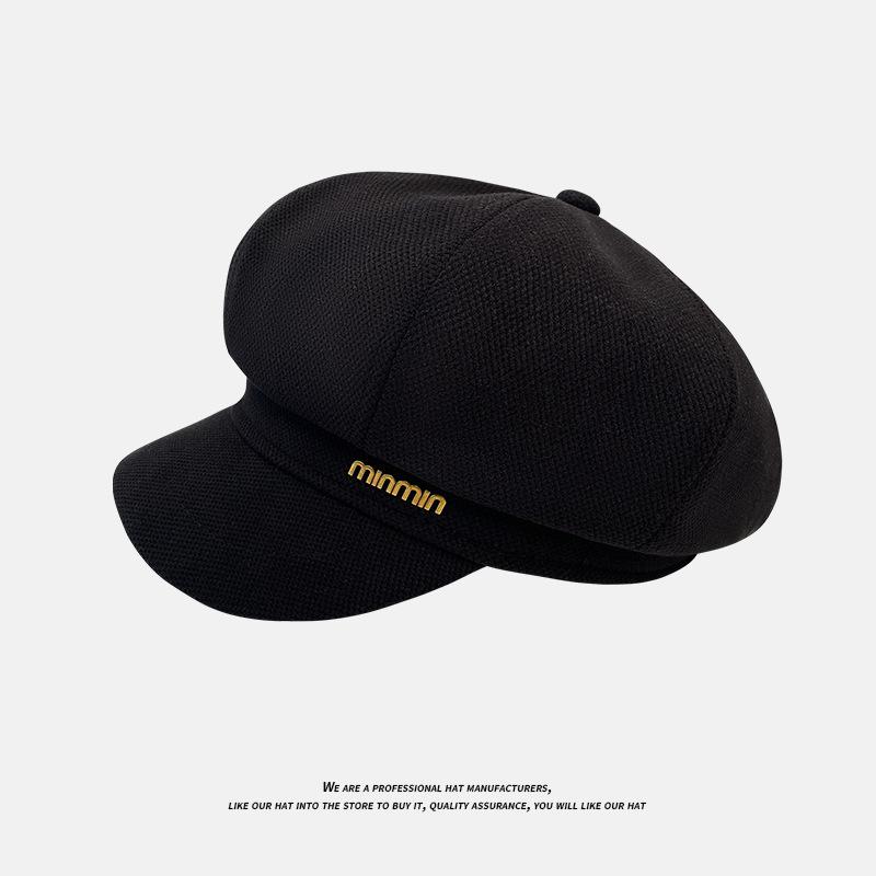 New Hat Women's Plaid Beret Fashionable Outdoor Leisure Literary Painter Hat Warm Sunshade Octagonal Hat Trendy Women