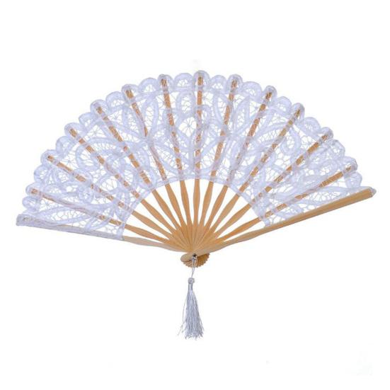 Yousheng Vintage Lace Folding Fan with Tassel Wedding Party Bride Hand Held Fan Portable Summer Fan Decoration Dance Performance Props Party
