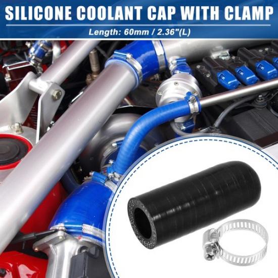 

16mm ID Silicone Coolant Cap with Clamp for Car Coolant Heater Bypass Black