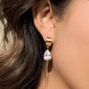 18K Gold Plated Stainless Steel Geometric Zircon Drop Earrings for Women Minimalist Dangle Jewelry