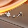Sterling Silver Snowflake Stud Earrings Fashion Zircon Threaded Flower Earbone Studs Women'S Design Sense Light Luxury Temperament Ear Jewelry