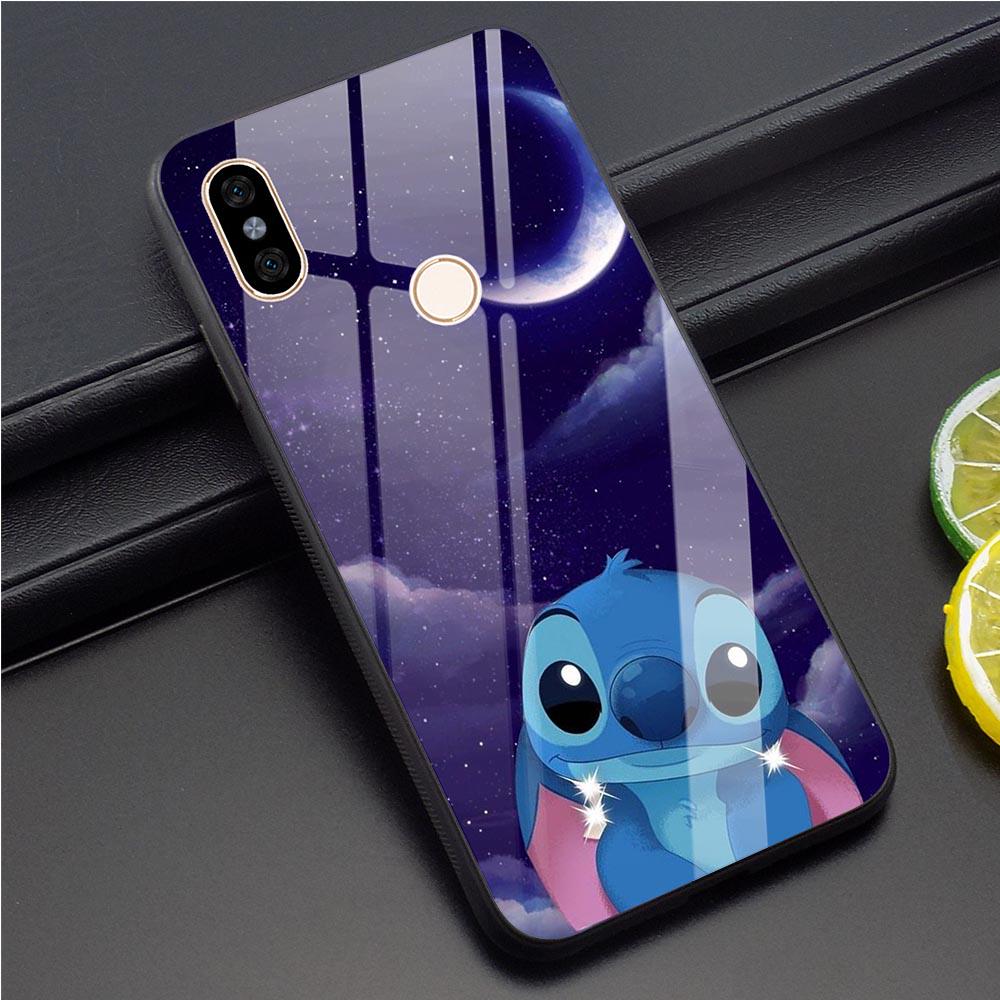 Coque de téléphone dessin animé Lilo Stitch, étui en verre pour