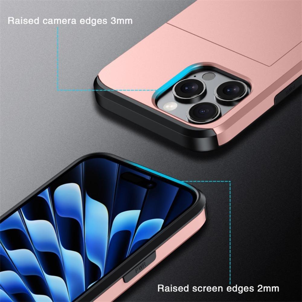 Shockproof wallet-style phone case for iPhone 17 series - with card slots and stand function, heavy-duty protective phone case